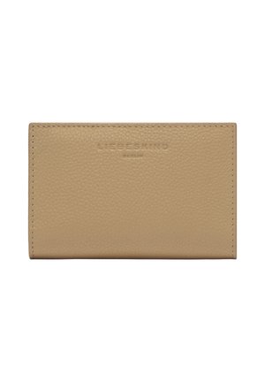 Beige textured leather wallet with embossed "Liebeskind Berlin" logo, rectangular shape, and visible edge stitching.