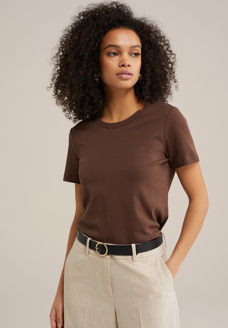 WE Fashion Paprasti marškinėliai - dark brown