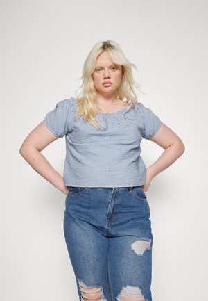 ONCCASSIE OFF SHOULDER - Blusa - cloud dancer/medium blue denim
