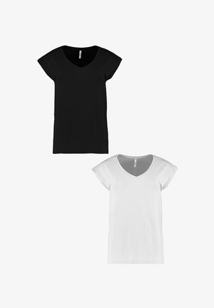 Hailys, 2ER-PACK V-AUSSCHNITT KURZARM - Basic T-shirt - schwarz weiß