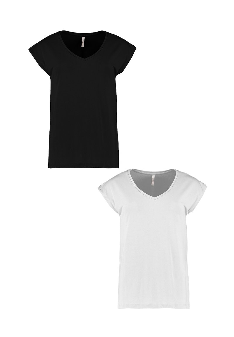 Hailys 2ER-PACK V-AUSSCHNITT KURZARM  - Basic T-shirt - schwarz weiß
