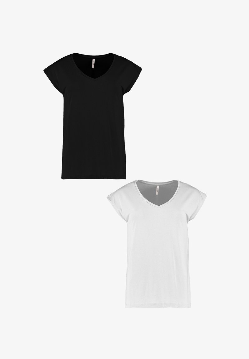 Hailys 2ER-PACK V-AUSSCHNITT KURZARM  - Basic T-shirt - schwarz weiß