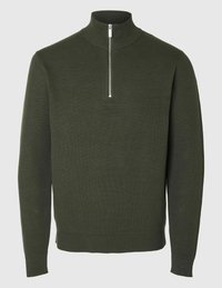Selected Homme SLHDANE STRUCTURE HALF ZIP - Strikkegenser - forest night