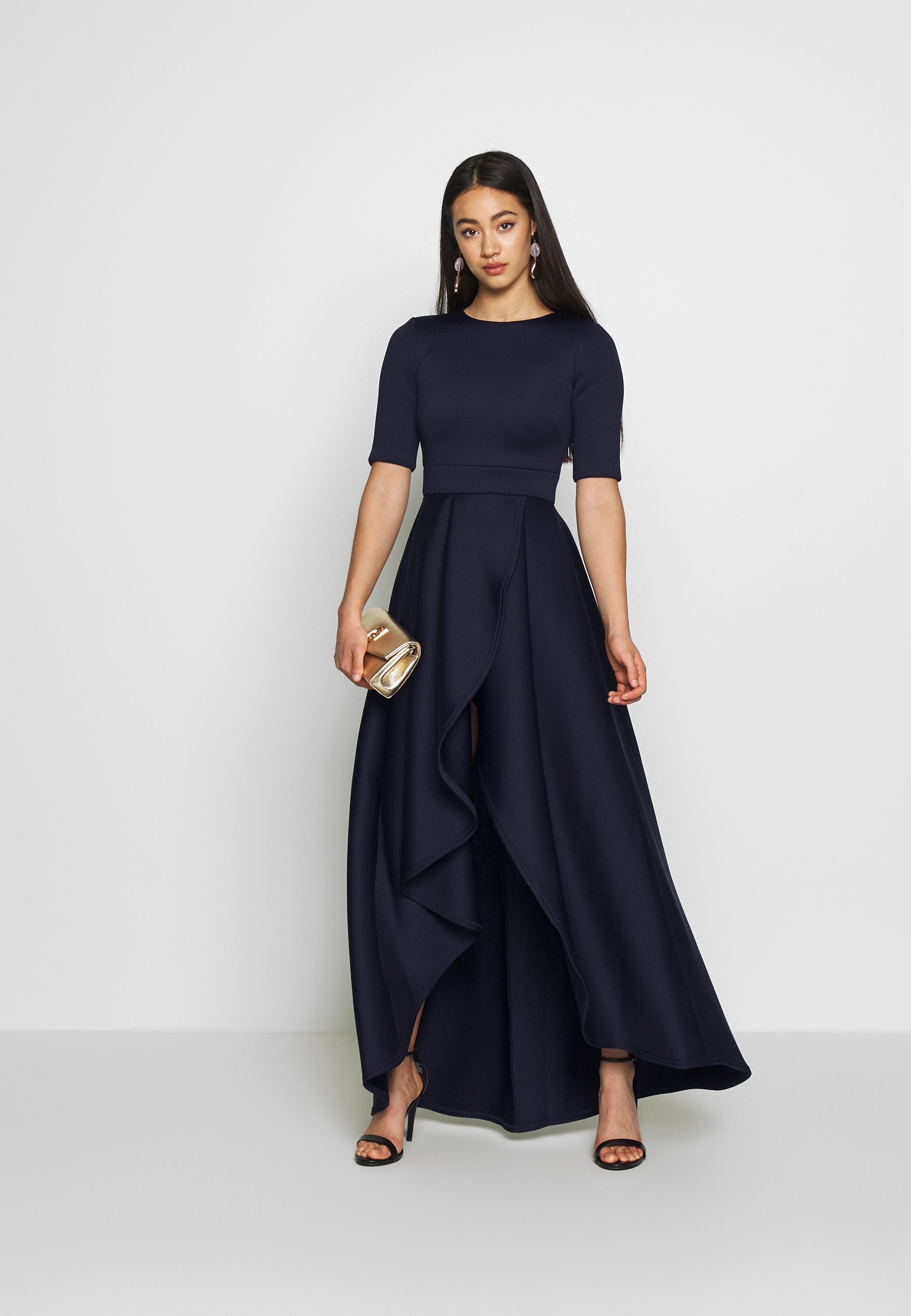 True violet short sleeve wrap volume maxi dress Clearance