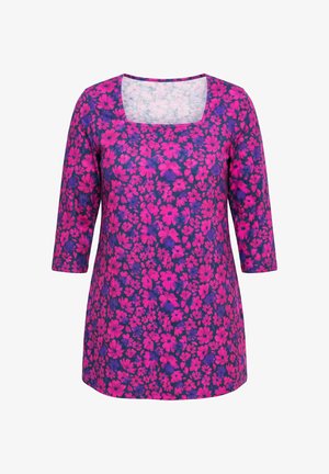 Ulla Popken, LONGSHIRT, BLÜTEN, CARRÉ-AUSSCHNITT, 3/4-ARM - Langærmet T-shirt - marine