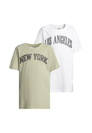 2 PACK - KURZARM - NEW YORK  LOS ANGELES COLLEGE - T-shirt med print - white softsalvia