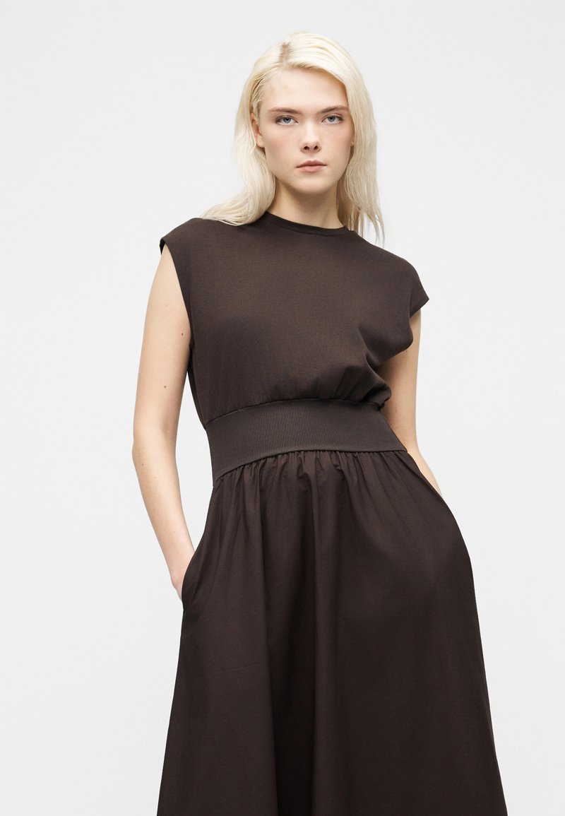 strapless drop waist maxi dress in cream Shona Joy - Oakley Strapless Draped Maxi Dress - Ivory main image 0