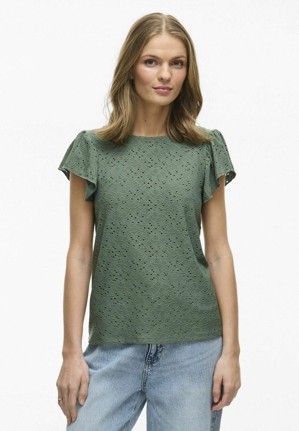 MIT KURZEN ÄRMELN RUNDHALS - Bluse - laurel wreath