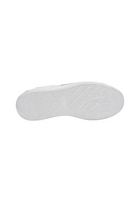 White rubber sneaker sole with textured grip pattern, featuring a smooth finish and rounded edge design. No branding visible on the sole.