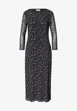 Street One, MIDIKLEID AUS MESH MIT FLORALEM MUSTER - Robe longue - black coffee