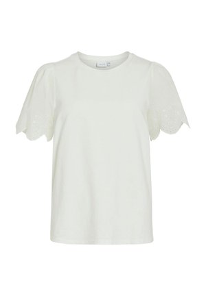 VILA, OBERTEIL MIT KURZEN ÄRMELN VICELIANA RUNDHALS - Tricou cu imprimeu - snow white