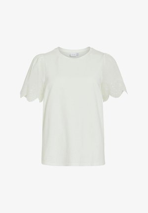 VILA, OBERTEIL MIT KURZEN ÄRMELN VICELIANA RUNDHALS - T-shirt con stampa - snow white