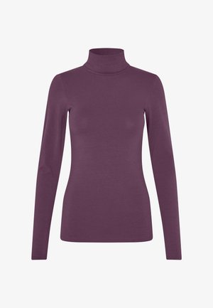 Μπλουζάκι με μακριά μανίκια και ψηλό λαιμό σε σκούρο μωβ χρώμα. Κατασκευασμένο από μαλακό, ελαστικό ύφασμα με εφαρμοστή σχεδίαση και αόρατο τελείωμα.