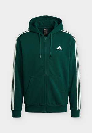 adidas Sportswear, ESSENTIALS 3 STRIPES FULL ZIP - Mikina so zipsom - collegiate green/off white