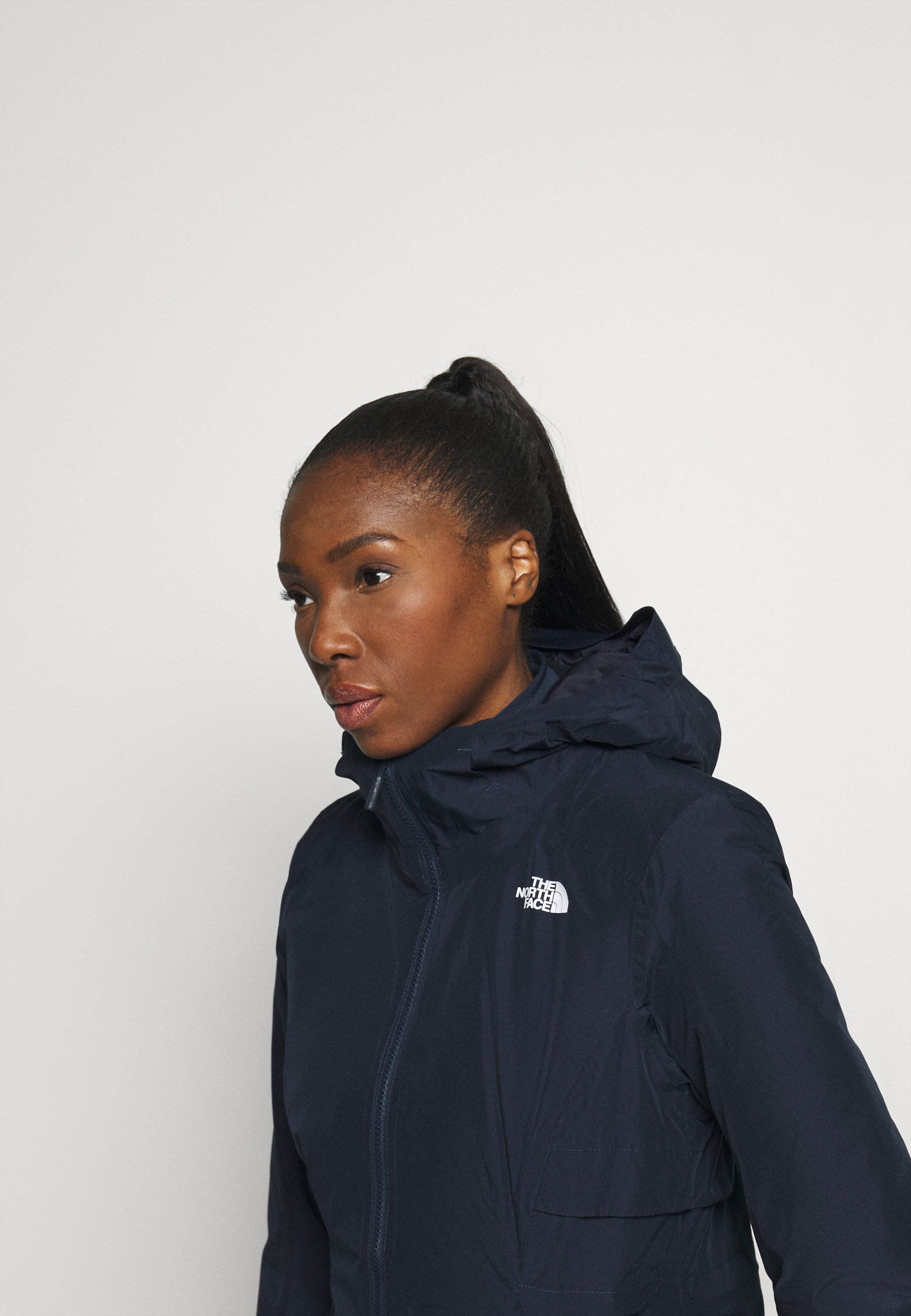dark blue north face jacket