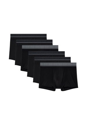 Zwarte heren boxer briefs in een verpakking van zes, met een grijze elastische tailleband met merklogo. Glad stoftextuur en een aansluitend ontwerp.