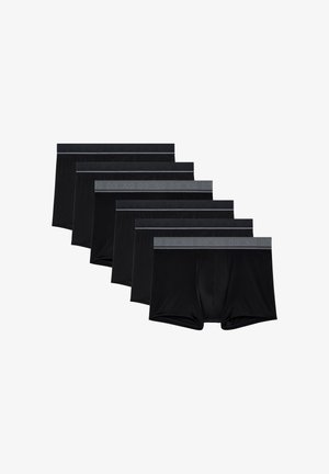 Miesten mustat bokserit kuuden pakkauksessa, joissa on harmaa joustava vyötärönauha ja brändäys. Sileä kangaspinta ja istuva muotoilu.