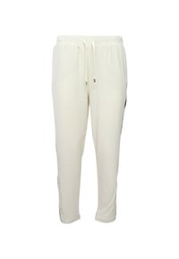 Pantaloni della tuta bianchi con vita elastica e cordino, tasche laterali e vestibilità rilassata, realizzati in tessuto leggero e morbido.