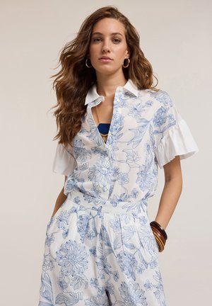 CON RICAMO FLOREALE - Button-down blouse - azzurro
