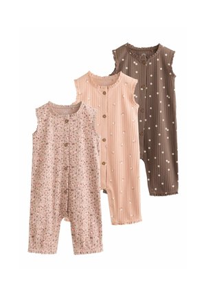 Next, REGULAR FIT - BUTTON THROUGH ROMPERS 3 PACK . - Jumpsuit - brown tonal floral printed