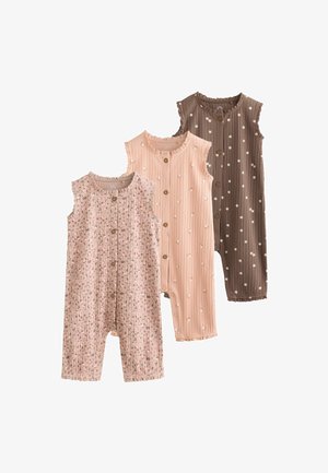 Next, REGULAR FIT - BUTTON THROUGH ROMPERS 3 PACK . - Jumpsuit - brown tonal floral printed