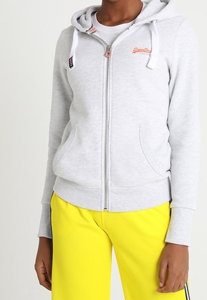 Felpa con zip - mottled light grey