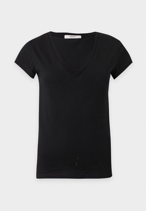 Replay, V NECK LOGO - T-shirt basique - black
