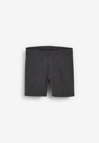 Shorts en coton mélangé gris foncé avec une texture lisse, une taille élastique et une coupe ajustée, parfaits pour une tenue décontractée.