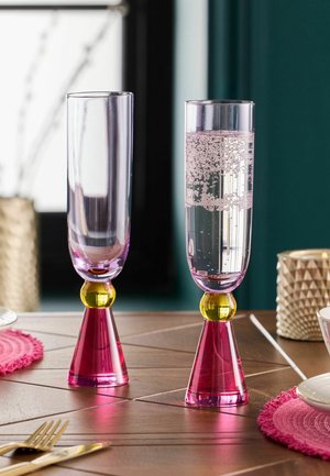 Next, SET OF 2 AUBRIE BRIGHT CHAMPAGNE FLUTES UNISEX - Glass - pink purple