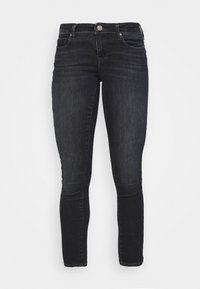 Svarta slim fit-jeans i denim, med en klassisk femficksdesign, dragkedja, knäppning och subtila blekningar på tyget.