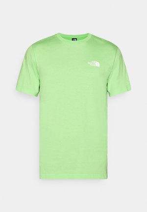 Mint green cotton t-shirt with a crew neckline and short sleeves. Features a white logo on the left chest. Smooth texture, relaxed fit.