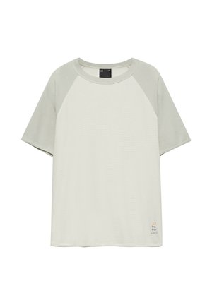 PULL&BEAR, SHORT SLEEVE RAGLAN WITH EMBROIDERED HEM - T-SHIRT - T-shirt imprimé - light green