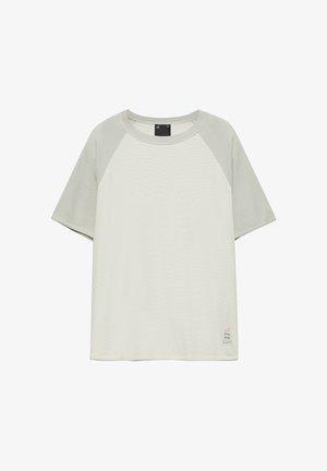 PULL&BEAR, SHORT SLEEVE RAGLAN WITH EMBROIDERED HEM - T-SHIRT - T-shirt imprimé - light green