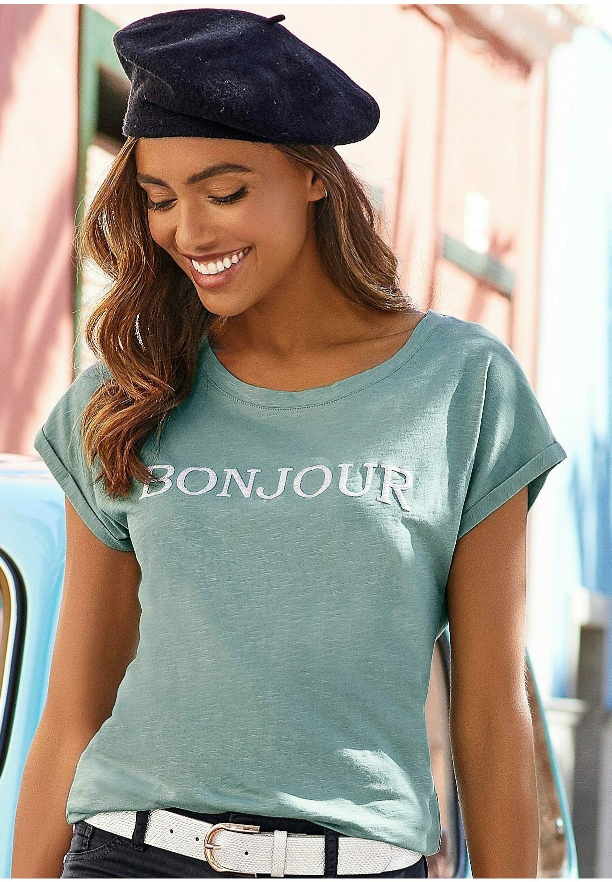 MUSTANG Alexia C Print T-Shirt Donna - Cotone Morbido, Girocollo Con Stampa Frontale, Taglio Casual