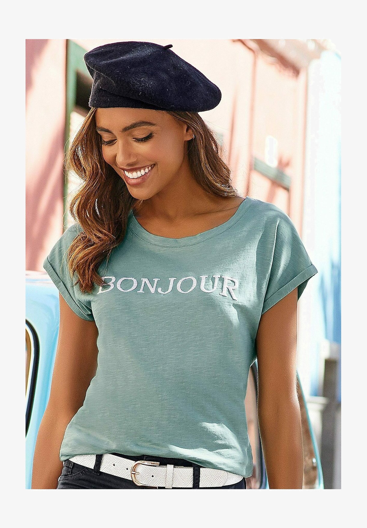 MUSTANG Alexia C Print T-Shirt Donna - Cotone Morbido, Girocollo Con Stampa Frontale, Taglio Casual