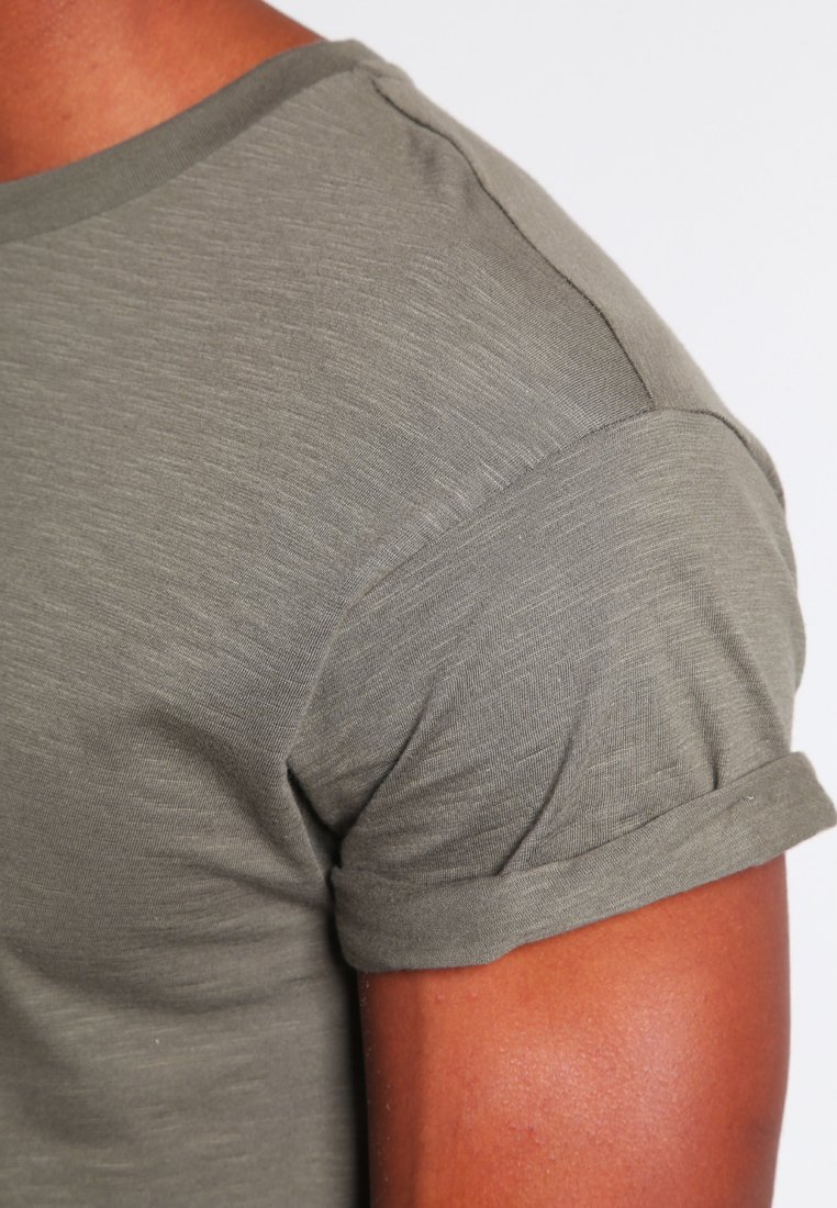 Topman MUSCLE ROLLER - Basic T-shirt - khaki/olive/khaki - Zalando.co.uk