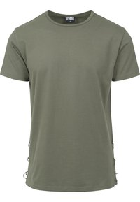 Urban Classics LACE UP LONG TEE - T-Shirt basic - olive