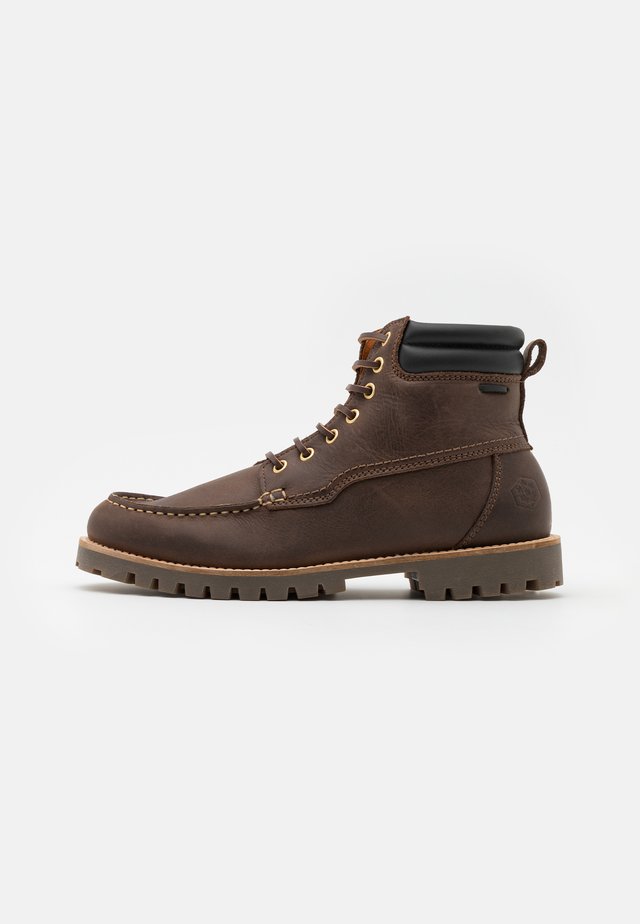 HALLBERG - Lace-up ankle boots - dark taupe/black
