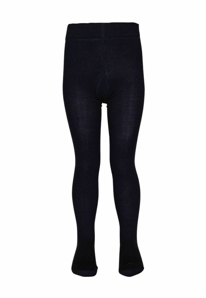 Marineblå tights lavet af et strækbart stof, med en glat tekstur og en behagelig talje, designet til en tætsiddende pasform.