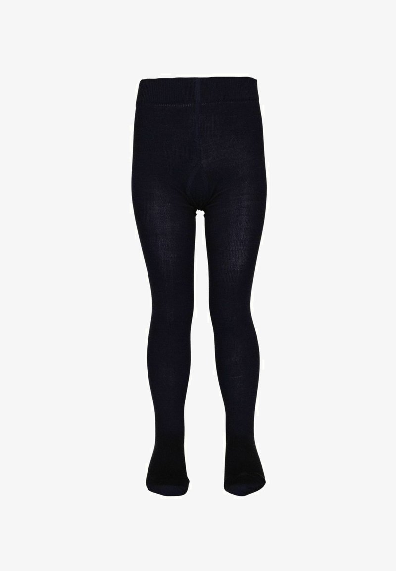 Marineblå tights lavet af et strækbart stof, med en glat tekstur og en behagelig talje, designet til en tætsiddende pasform.