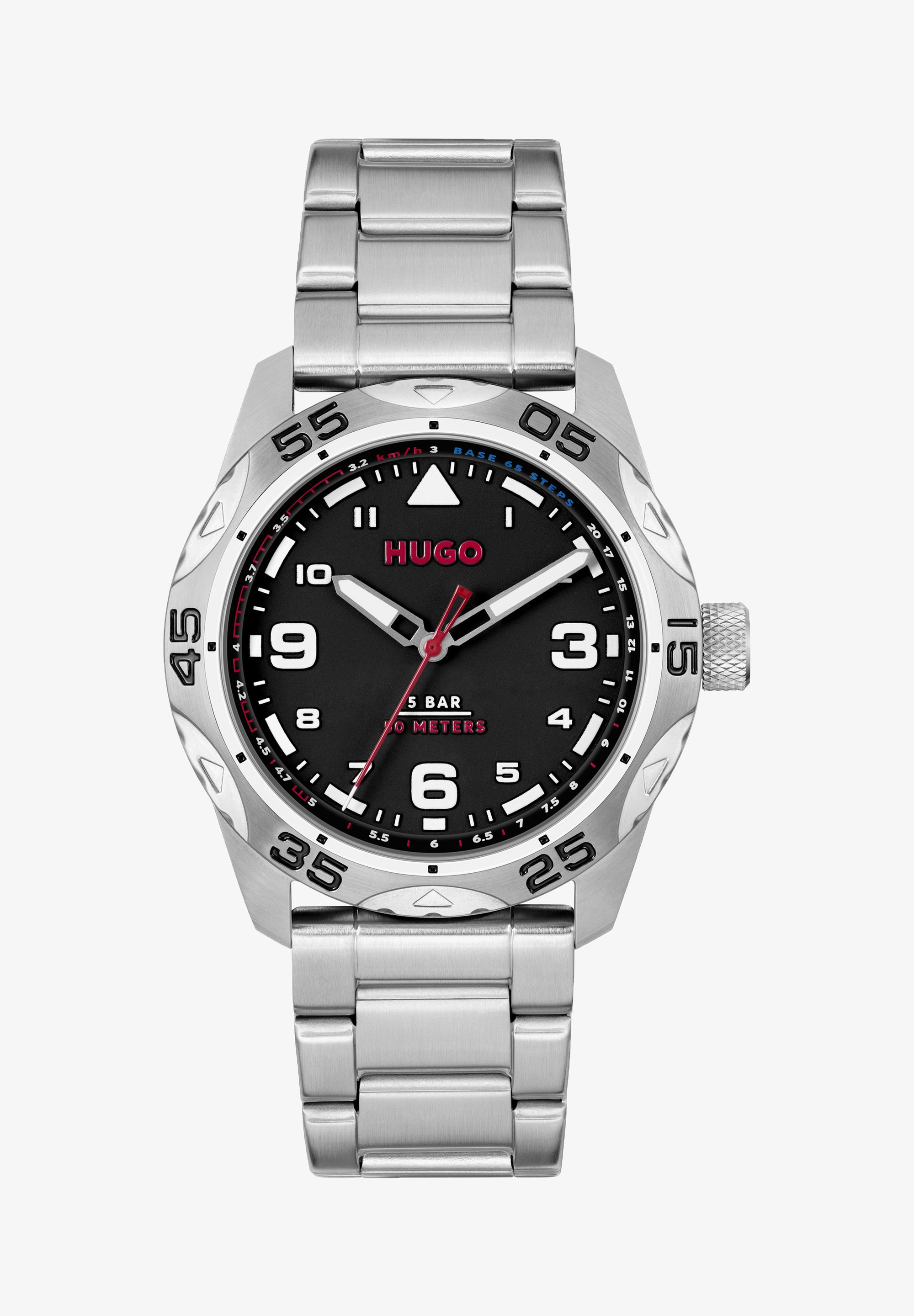 HUGO TREK Uhr silber silber silberfarben schwarz/silberfarben