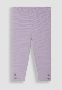 Violet dryžuotos legginės su elastingu juosmeniu ir mygtukų akcentais ant rankovių. Lengvas medvilnės audinys, prigludusi konstrukcija.