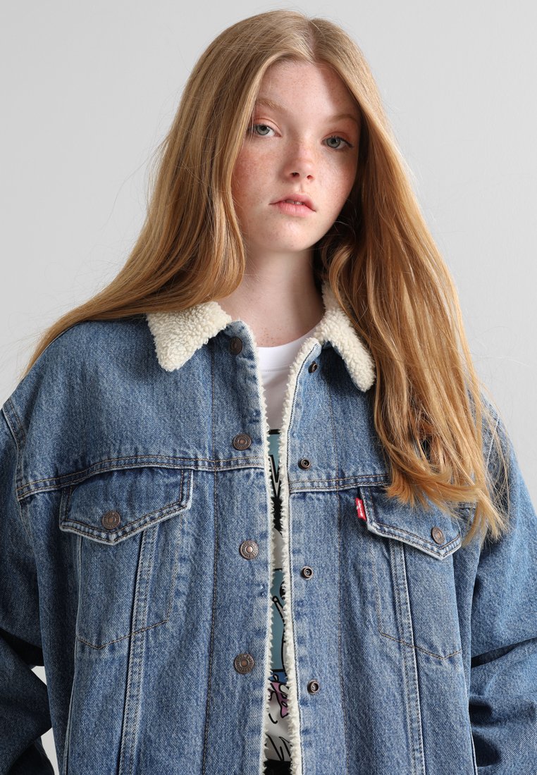 lengthened sherpa trucker jacket