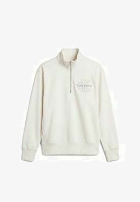 Calvin Klein Jeans, CALVIN KLEIN JEANS DENIM LOGO QUARTER ZIP SWEATSHIRT - Sudadera - tofu