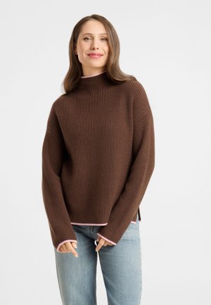 Frieda & Freddies, RIPPSTRICKPULLOVER MIT STEHKRAGEN - Jumper - mocha