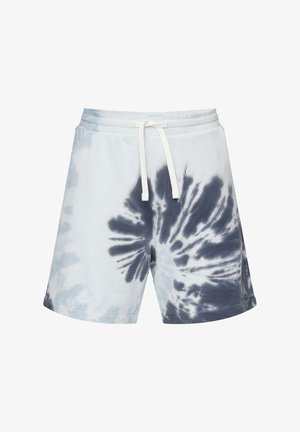 Katoenen tie-dye shorts in blauw en wit met een elastische tailleband, verstelbaar trekkoord en een relaxed fit.