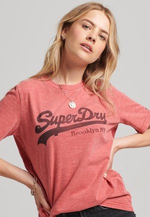 Superdry VINTAGE SCRIPTED INFILL - Jersey Con Capucha - Nearly Black
