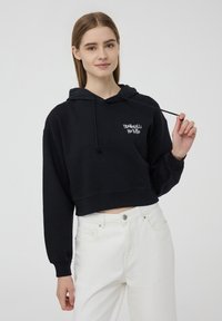 Terranova CROP PESANTE CON E SCRITTE - Felpa con cappuccio - nero