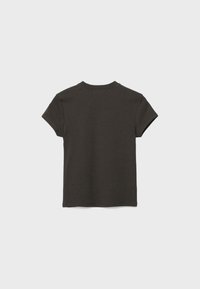 Ensfarvet mørkegrå t-shirt med korte ærmer, vist bagfra på en lysegrå baggrund.