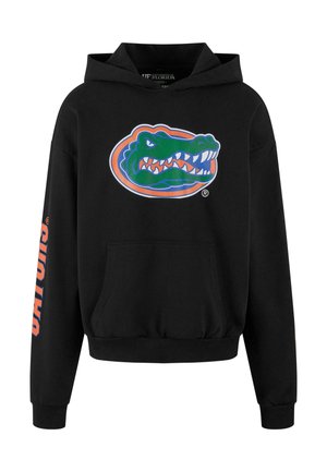 Čierna mikina z bavlny, s farebným logom Gator na prednej strane a nápisom "FLORIDA" v oranžovej farbe na rukáve. Dizajn s klokannou kapsou.